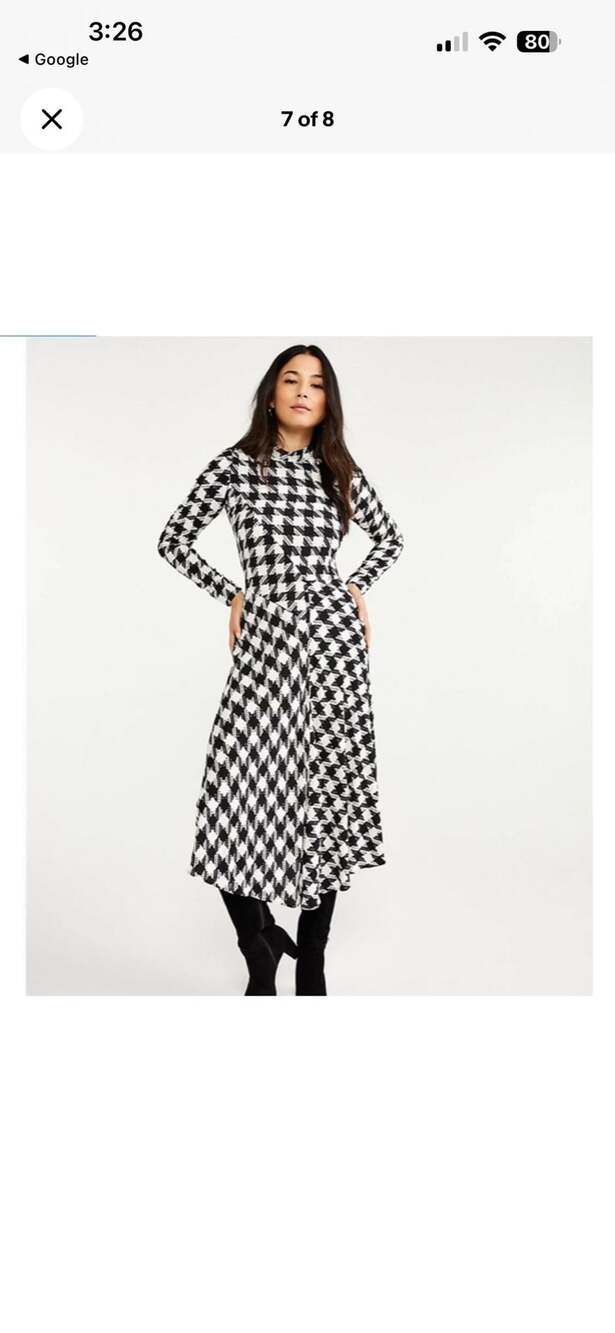 Ann Taylor Houndstooth Mock Neck Midi Dress Size 6 NWT